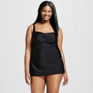 Target Ava & Viv Black Twist One-Piece Swimsuit Pool Swim Dress 20W